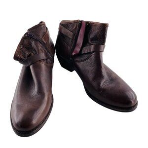 Umberto Raffini Womens Ankle Leather Boots Size 39 Brown With Zipper & Buckle